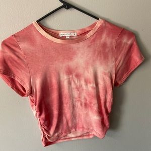 Tie Dye pink and white cropped short sleeve shirt. Size S. Worn once.